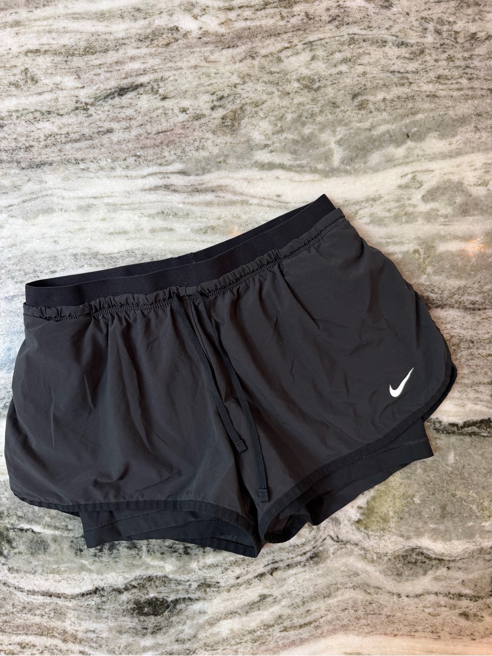 Nike Black Women's Athletic Running Shorts with Inner Brief - Picture 2 of 4